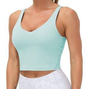 👑Women's Light Blue Pullover Longline Padded Wirefree Athletics Sports Bra